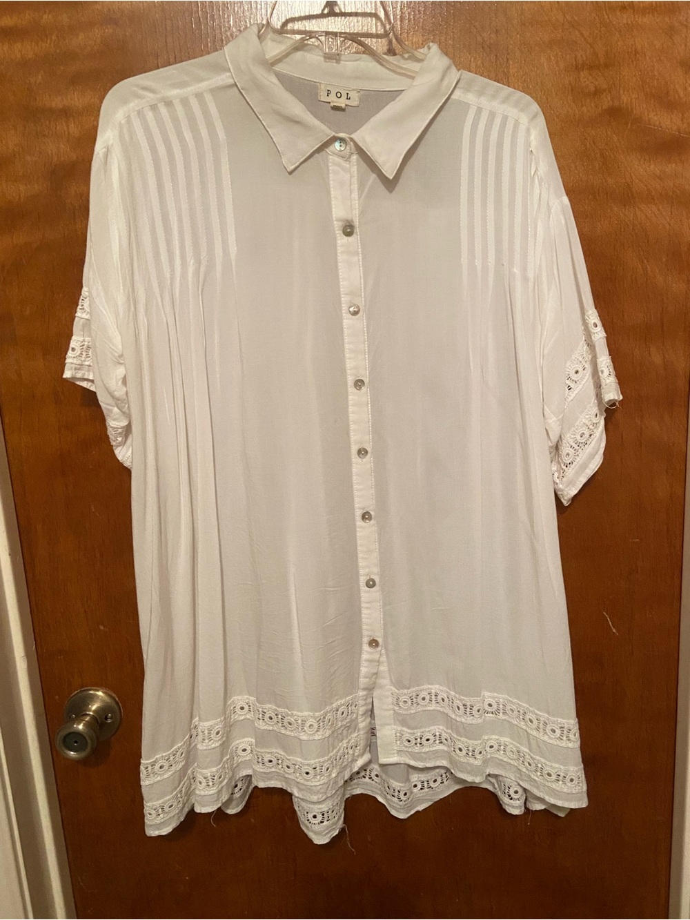 POL White Short Sleeve Blouse